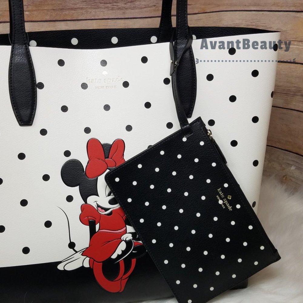 Disney x kate spade new york minnie mouse tote bag Polka Dot Coin Purse Black - Picture 8 of 16